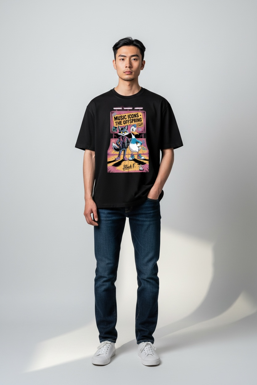 "BRAIN" Cyber-Grunge Graphic Oversized Tee – Black Streetwear