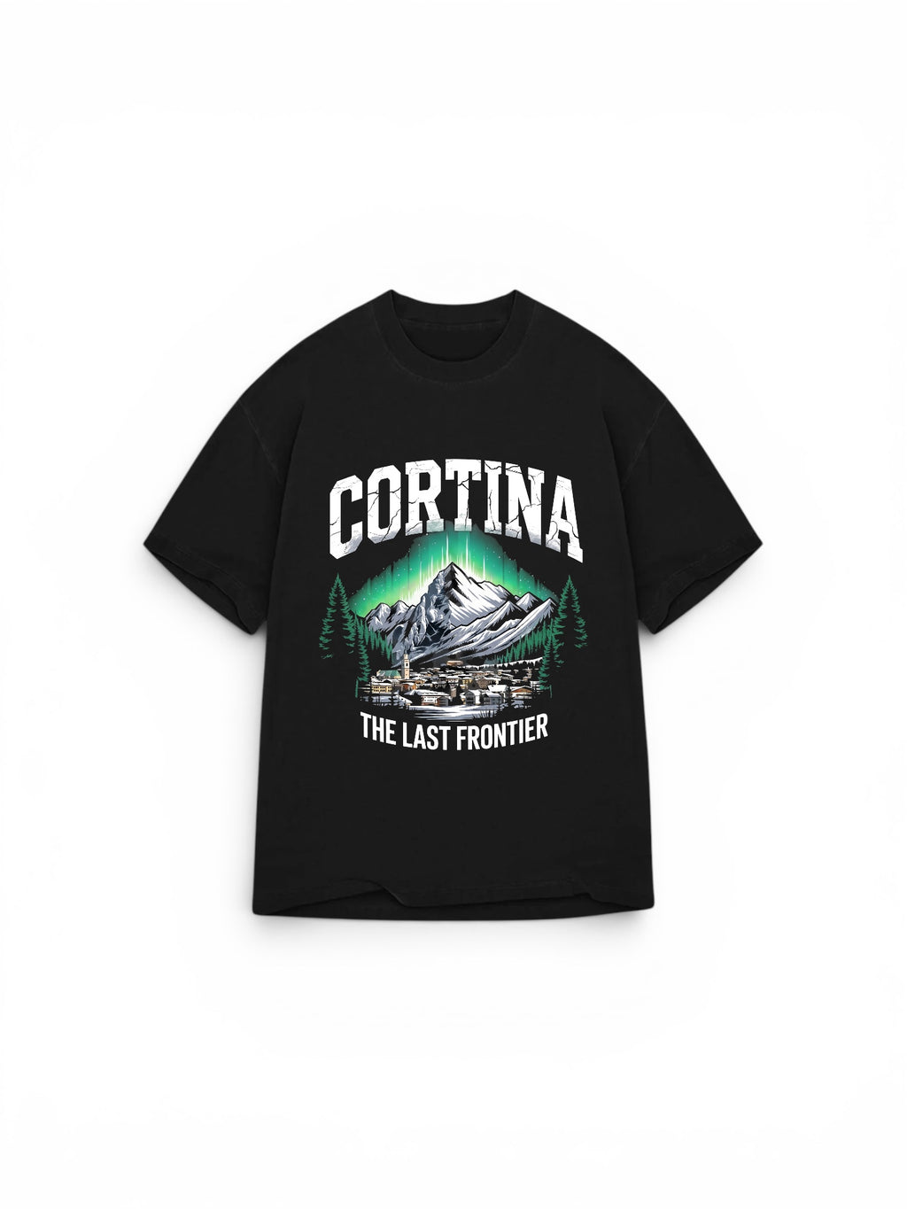Cortina Last Frontier Premium Heavyweight T-Shirt | Oversized Drop-Shoulder Alpine Graphic