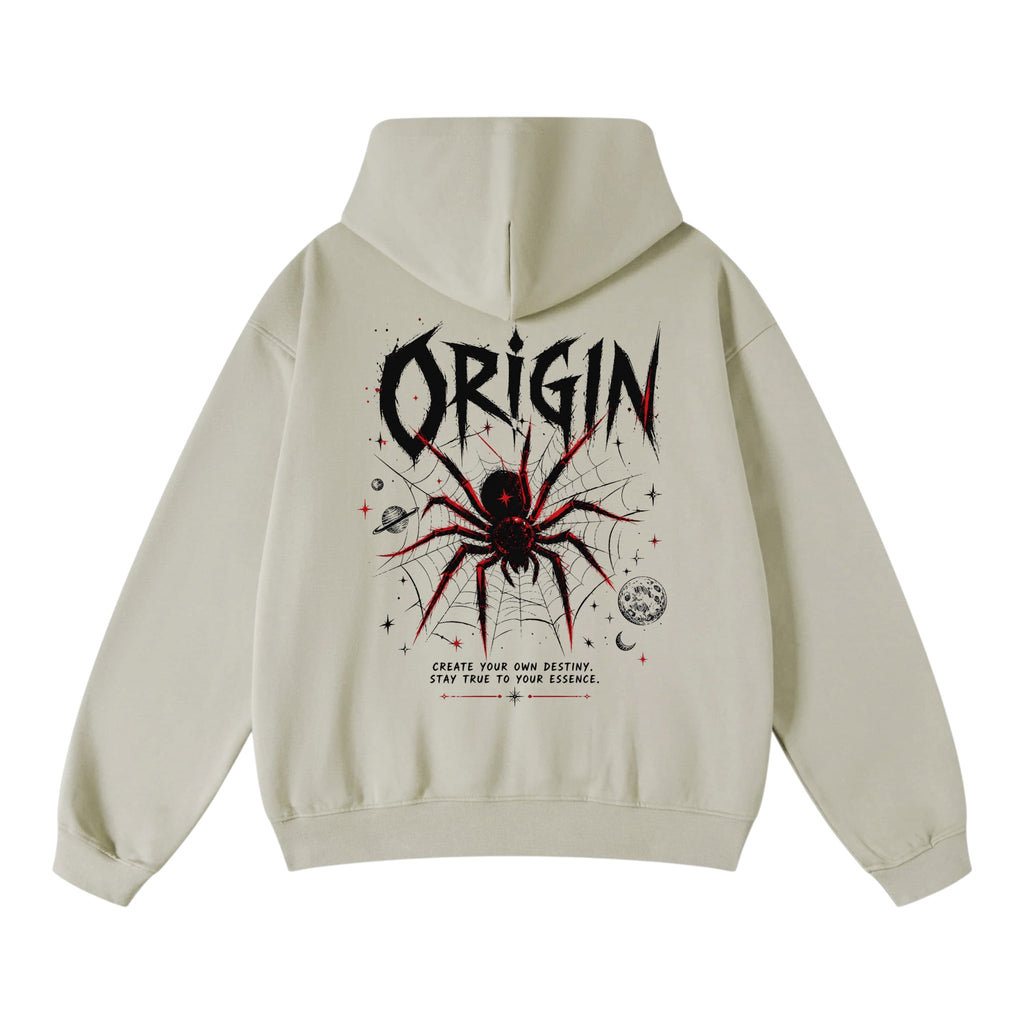 Cosmic Spider Dropped-Shoulder Hoodie in Sand