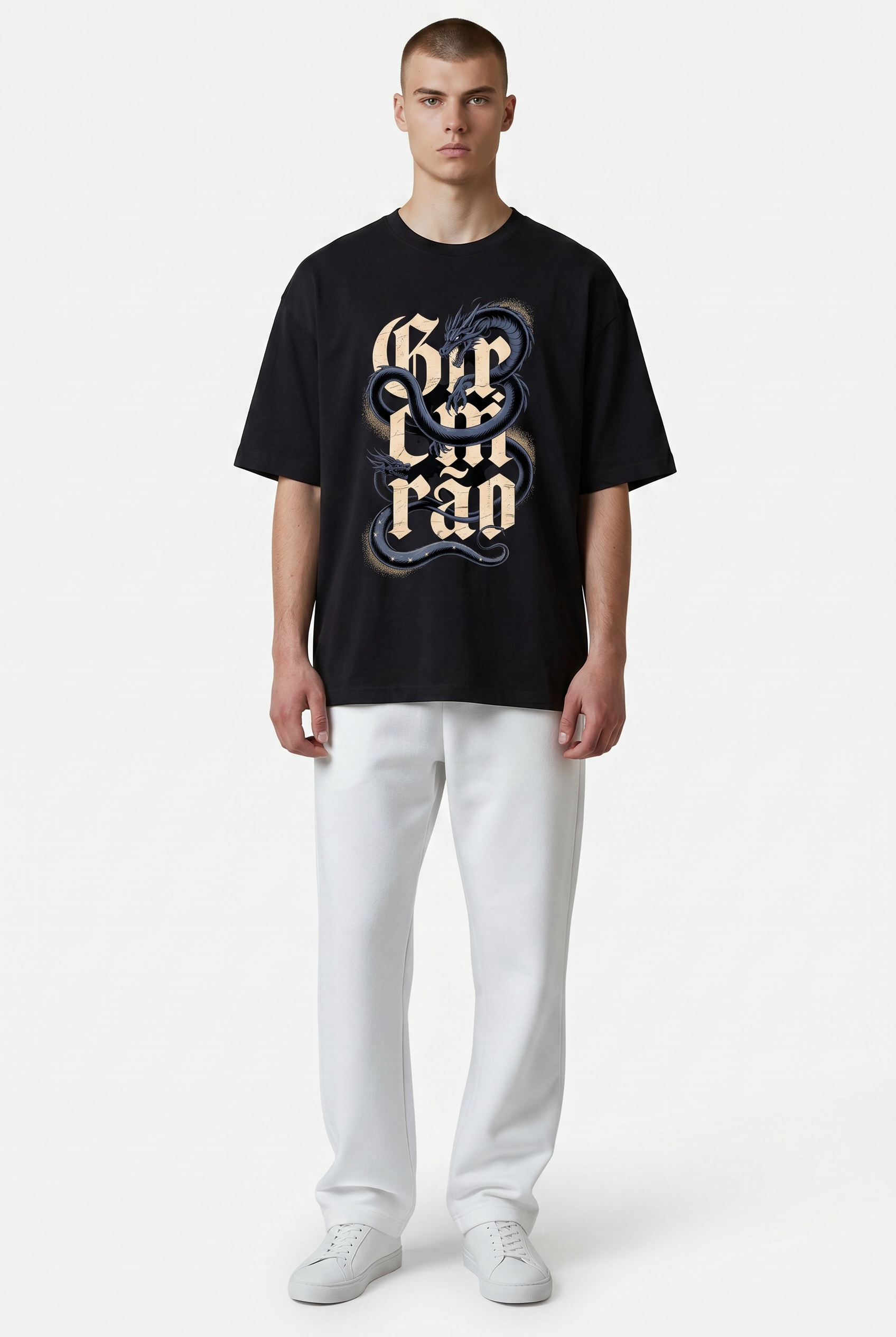 Gothic Dragon Premium Heavyweight T-Shirt | Oversized Drop-Shoulder Streetwear Tee