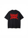 Zombie Red Heavy  Font T-Shirt – Unisex Drop Shoulder Black