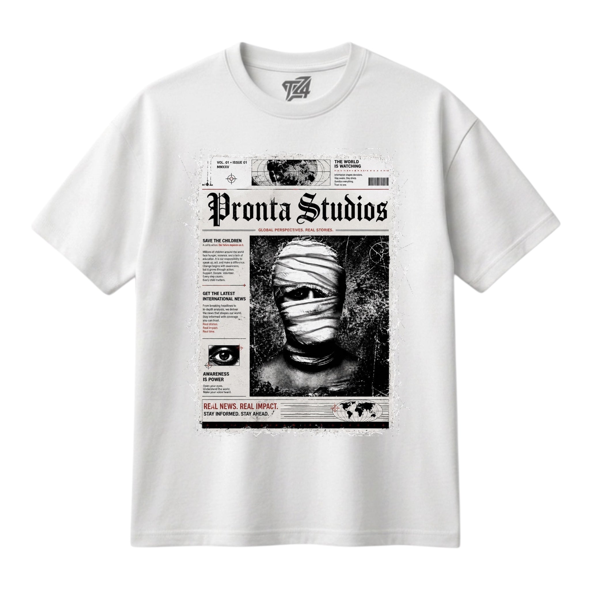Pronta Studios "Real News" Heavyweight Drop-Shoulder Tee