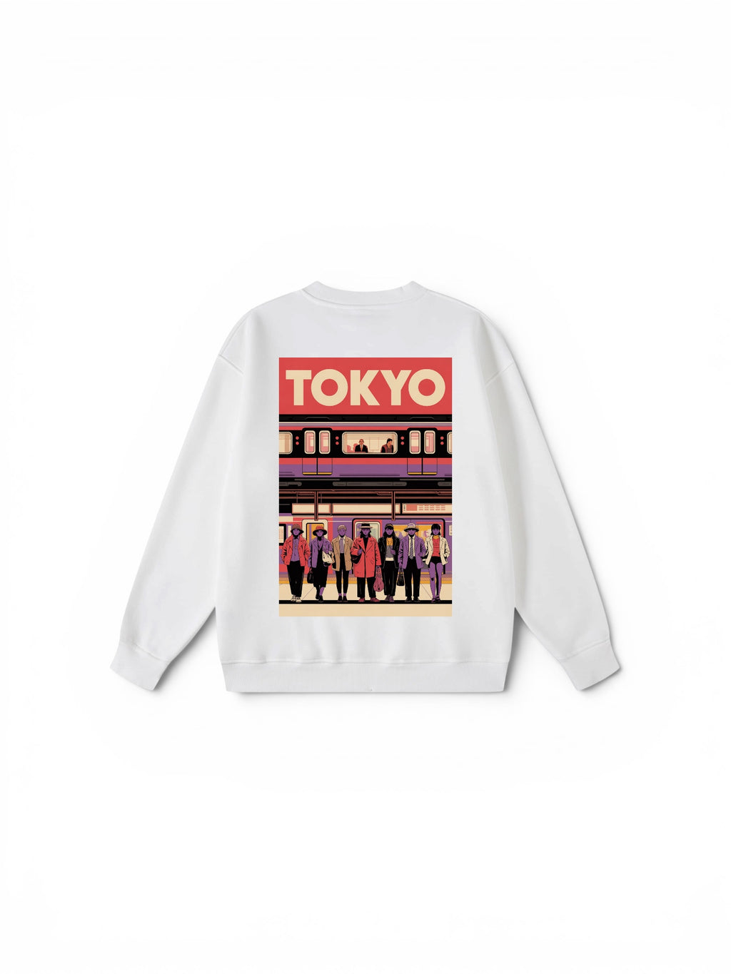 Tokyo Metro Graphic Heavyweight Sweatshirt – Premium Boxy Fit White Jumper
