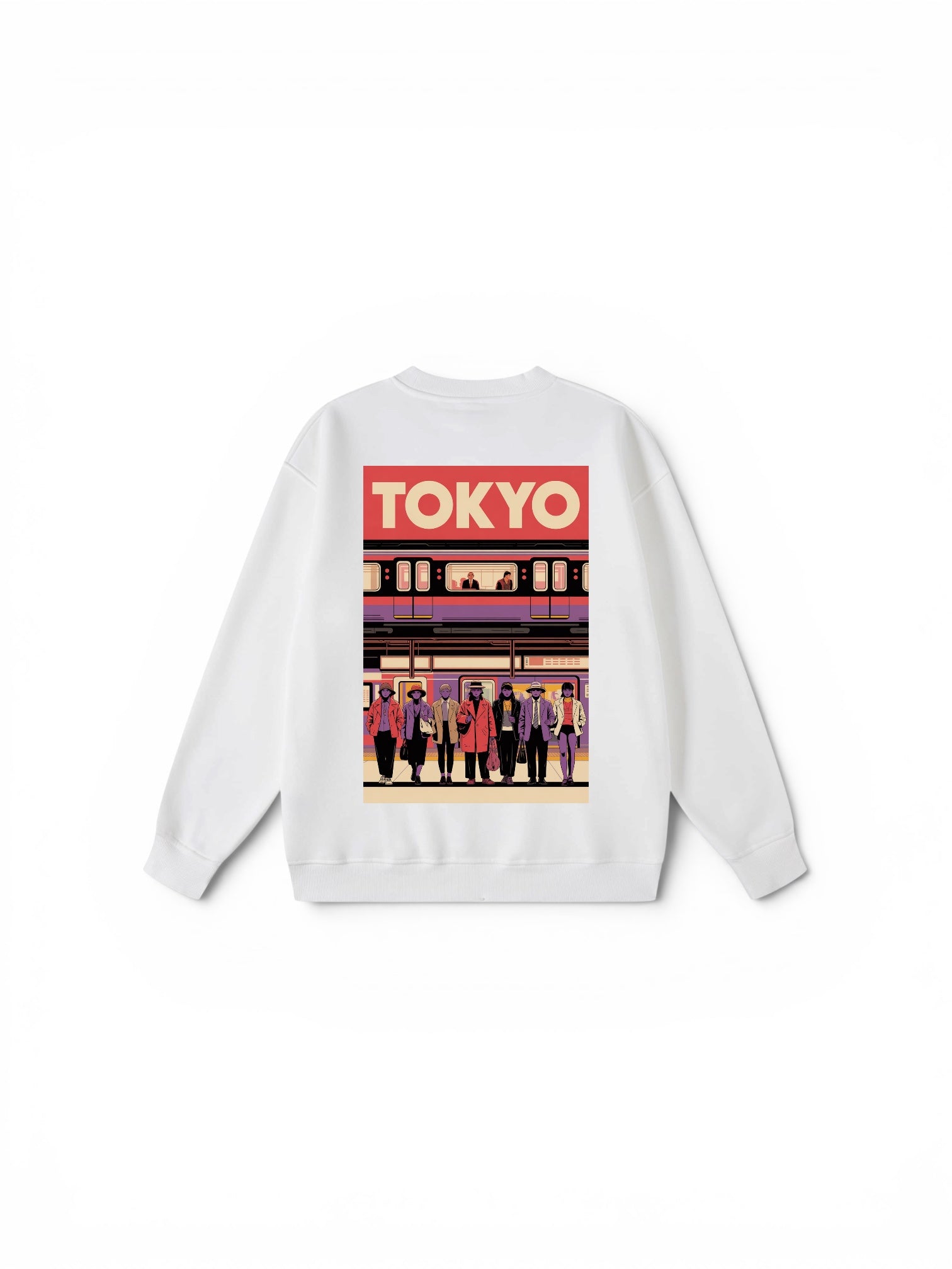 Tokyo Metro Graphic Heavyweight Sweatshirt – Premium Boxy Fit White Jumper
