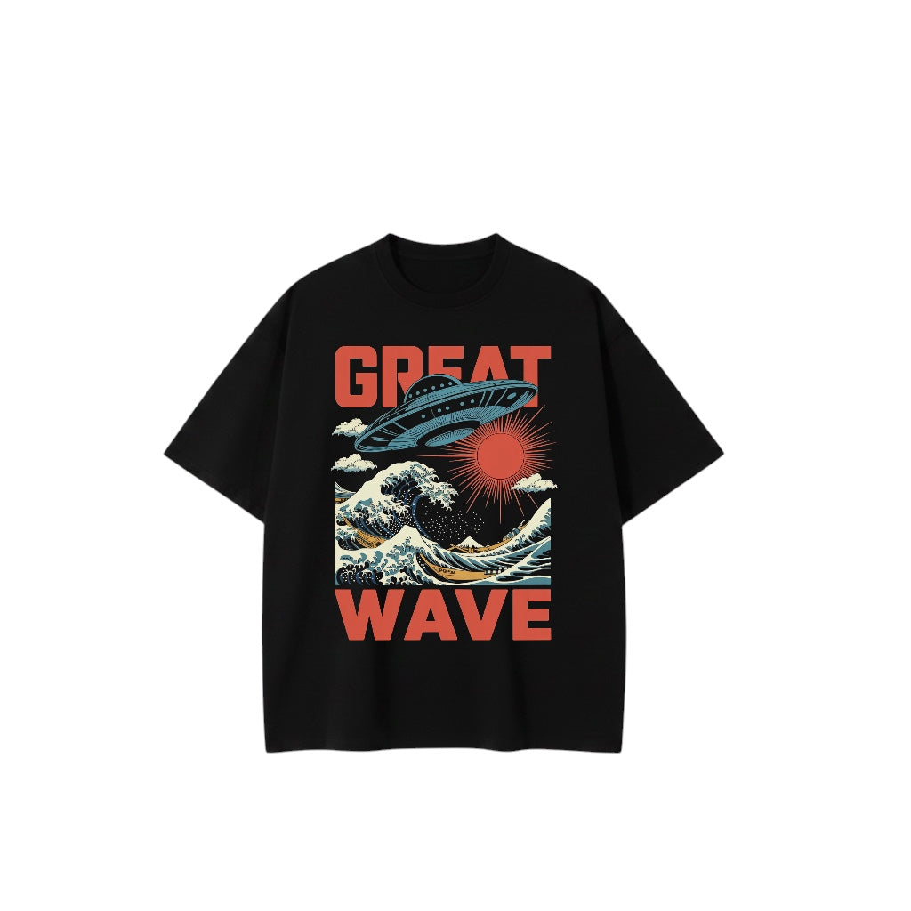 The Cosmic Wave Premium Heavyweight Tee | Oversized Drop-Shoulder Ukiyo-e Graphic