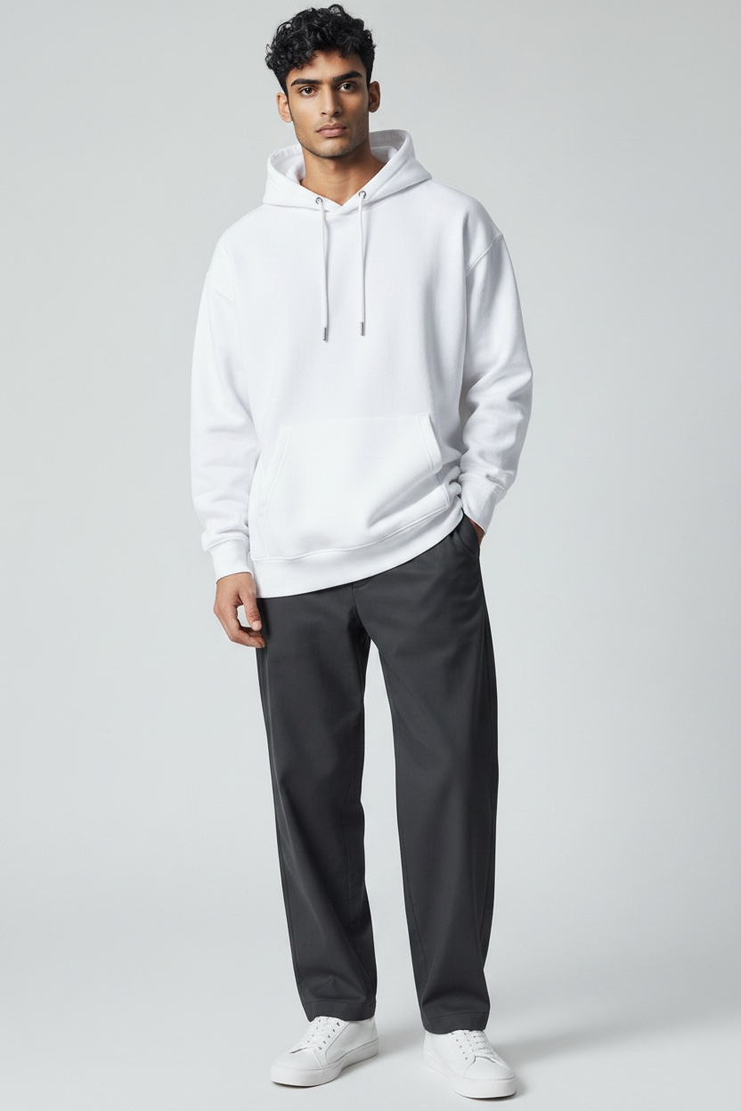 Ronin Warrior & Cherry Blossom Back Print Heavy Weight Hoodie - White