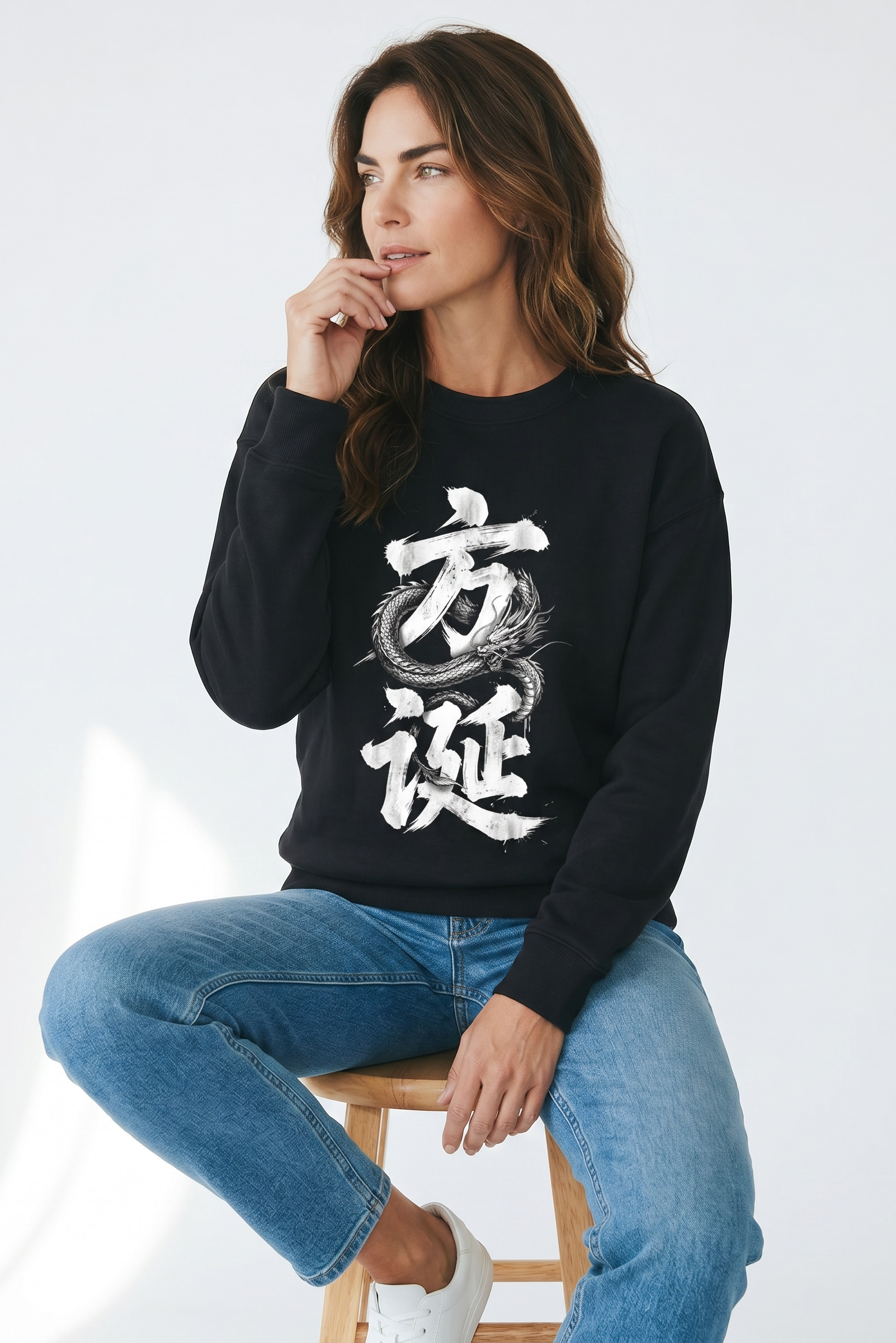 Japanese Dragon Kanji Graphic Sweatshirt - Premium 350 GSM Heavyweight Jumper