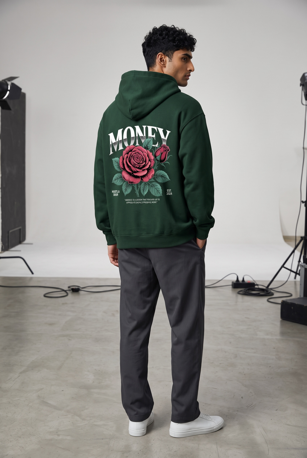 Money Matters Oversized Heavyweight Hoodie – Forest Green | 450 GSM