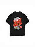 High Roller 'Never Give Up' Premium Heavyweight Tee | Oversized Drop-Shoulder Casino Graphic