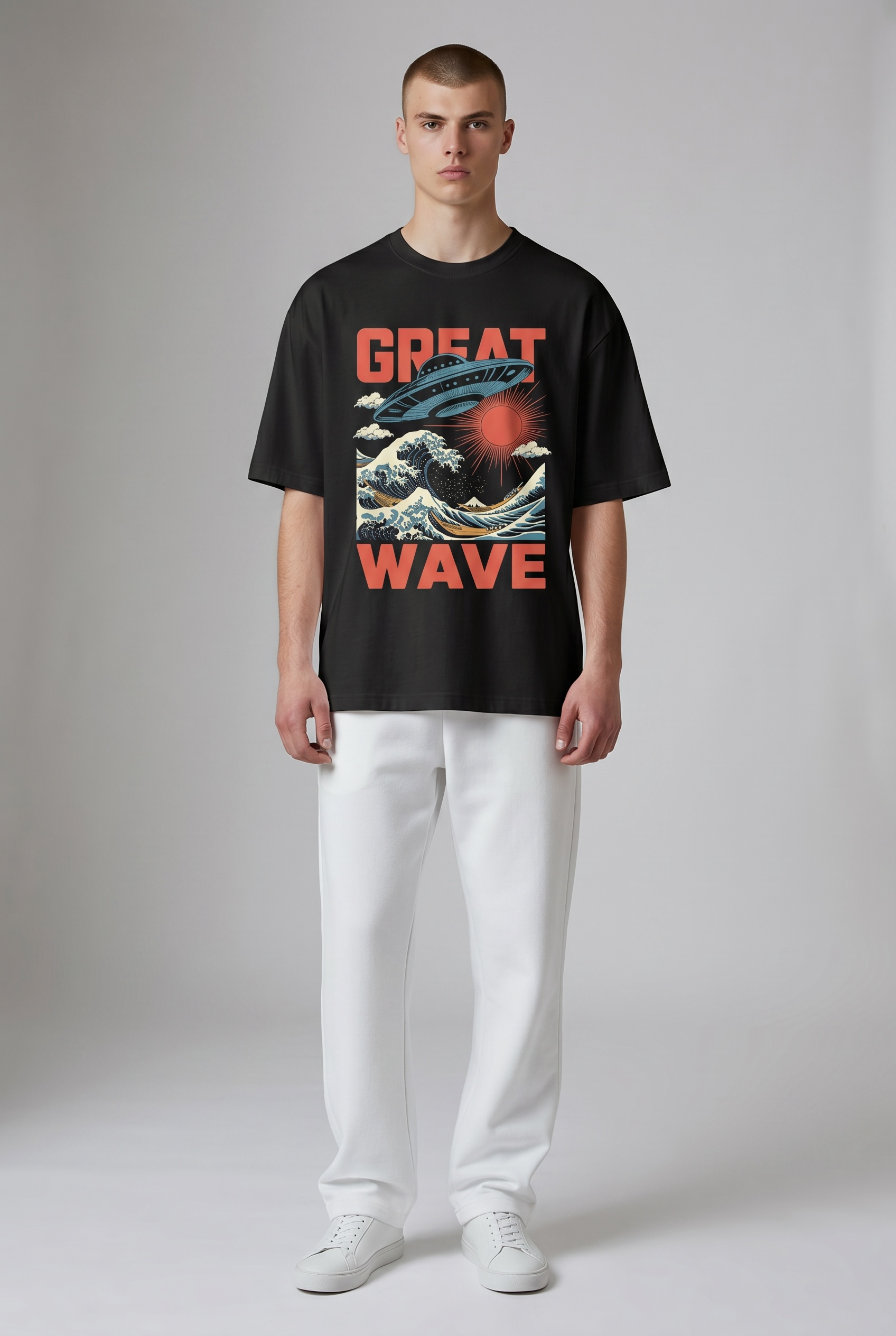 The Cosmic Wave Premium Heavyweight Tee | Oversized Drop-Shoulder Ukiyo-e Graphic