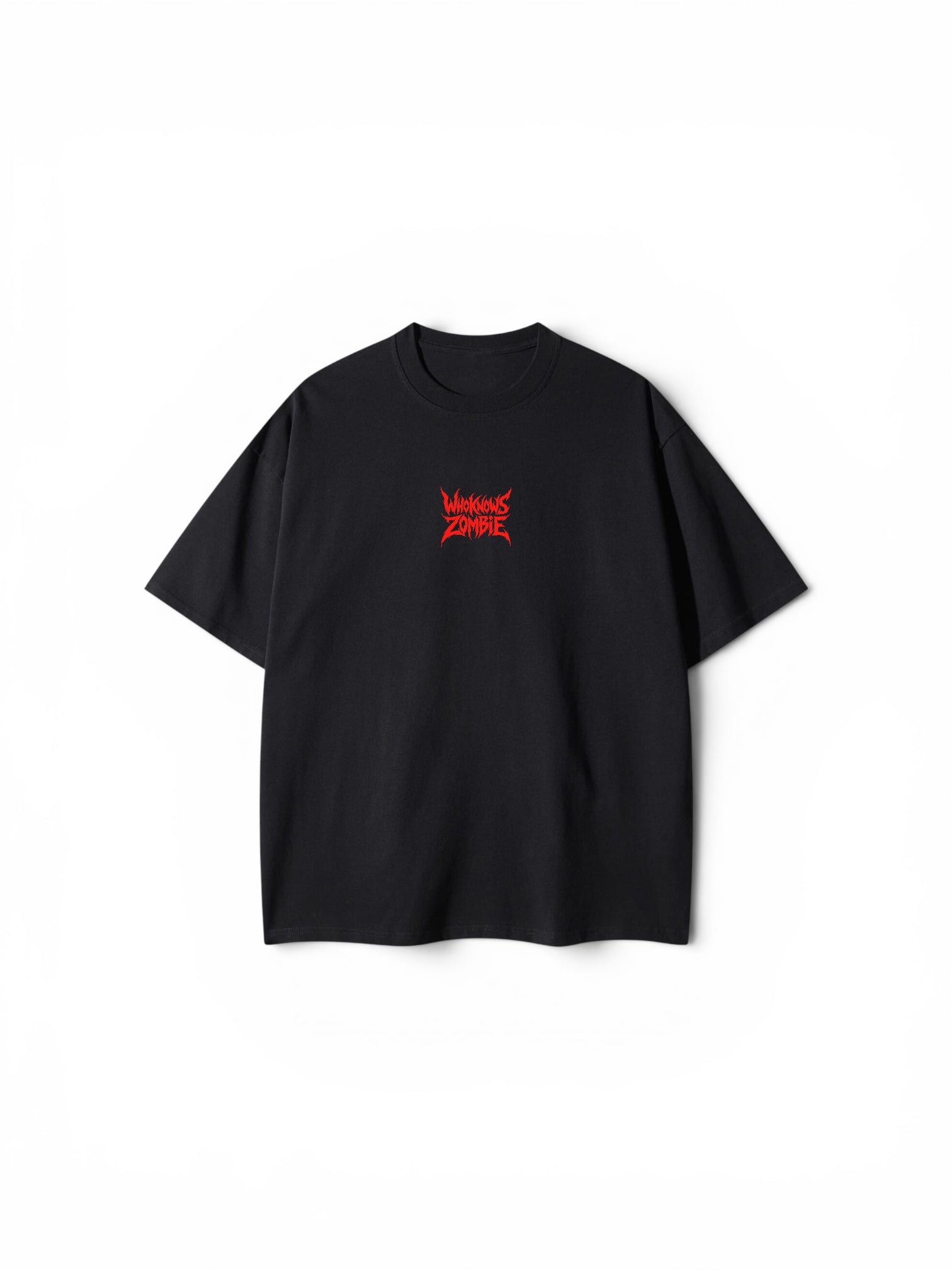 Zombie Red Heavy  Font T-Shirt – Unisex Drop Shoulder Black