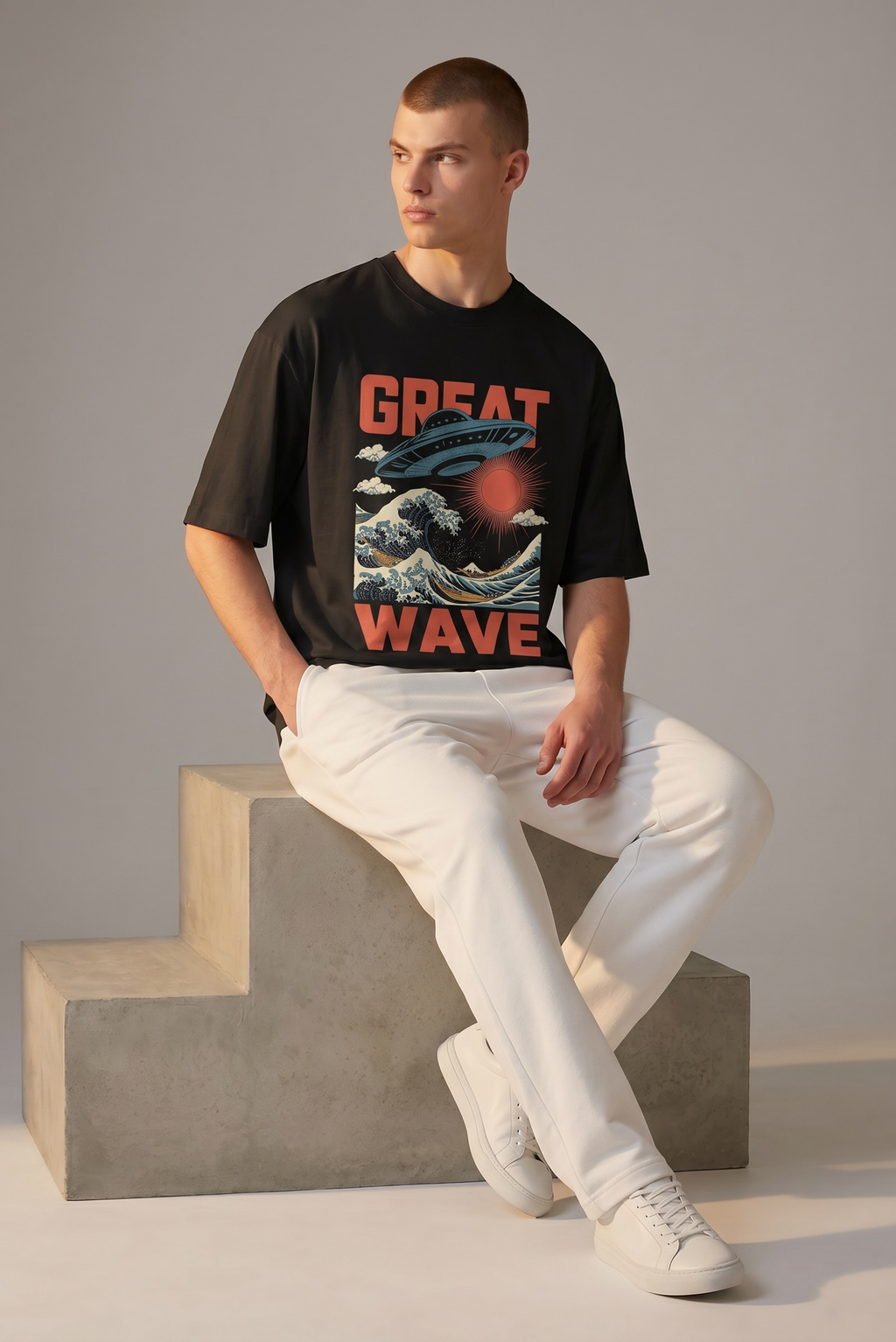 The Cosmic Wave Premium Heavyweight Tee | Oversized Drop-Shoulder Ukiyo-e Graphic