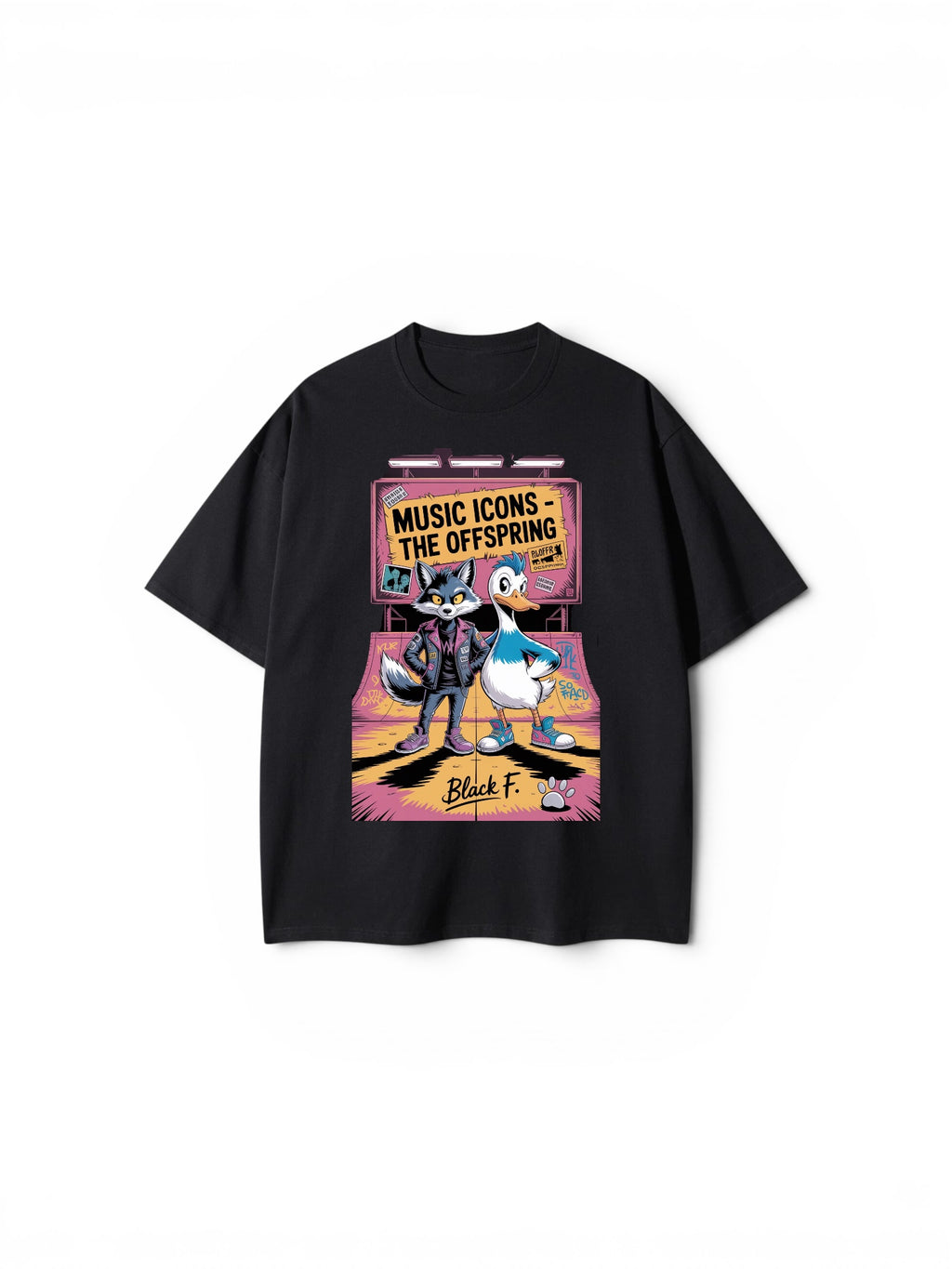 "BRAIN" Cyber-Grunge Graphic Oversized Tee – Black Streetwear