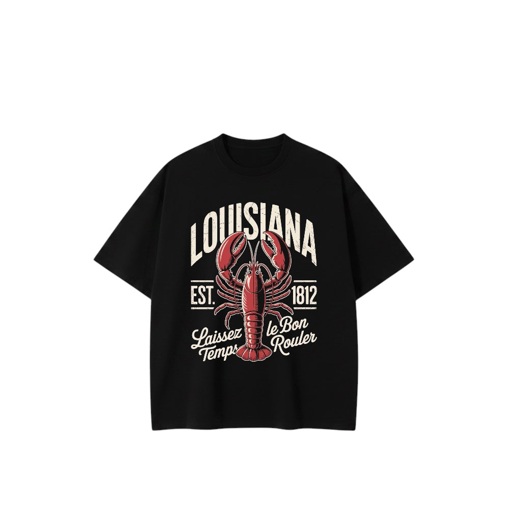 Louisiana Heritage Heavyweight Drop Shoulder T-Shirt – Jet Black