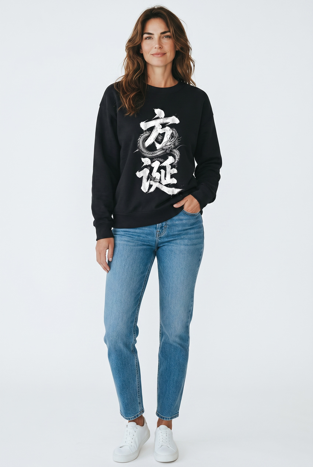 Japanese Dragon Kanji Graphic Sweatshirt - Premium 350 GSM Heavyweight Jumper