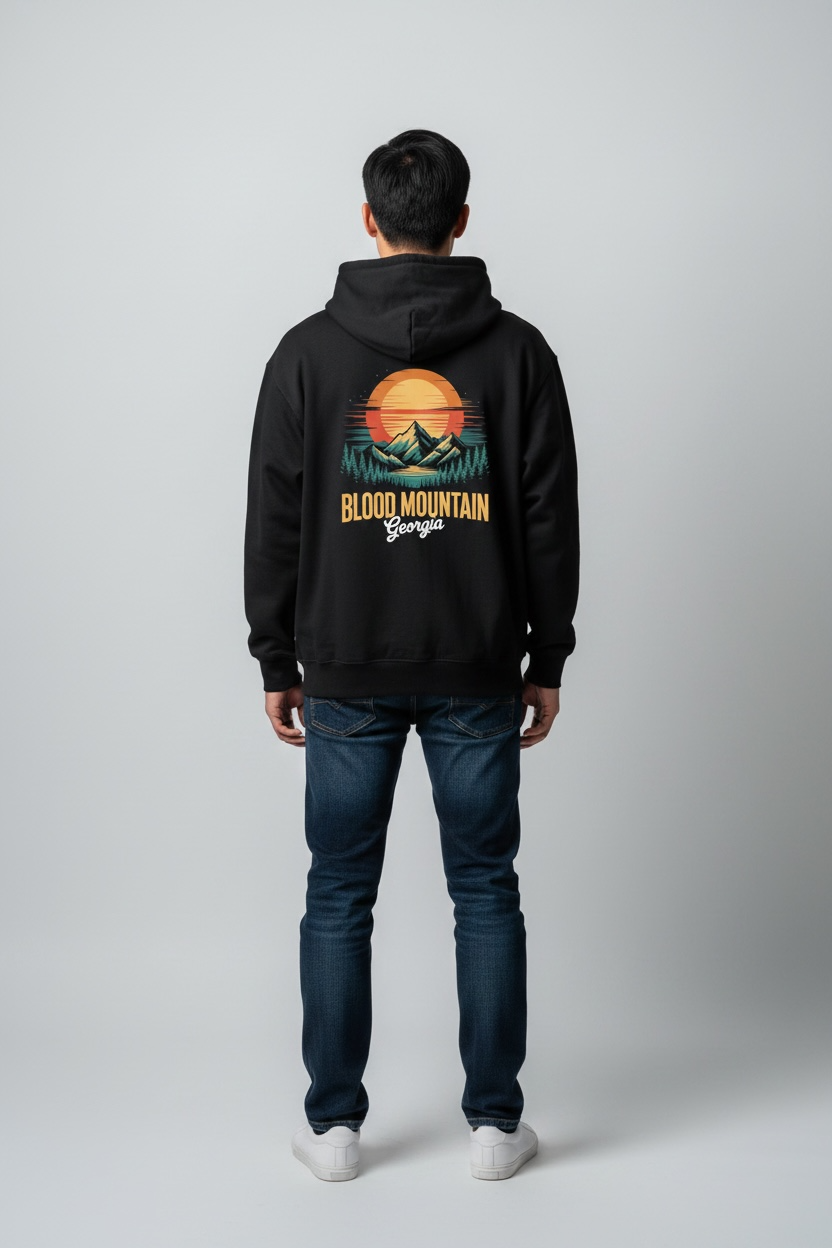 Vintage Sunset Blood Mountain Relaxed Fit Heavyweight Hoodie — Unisex