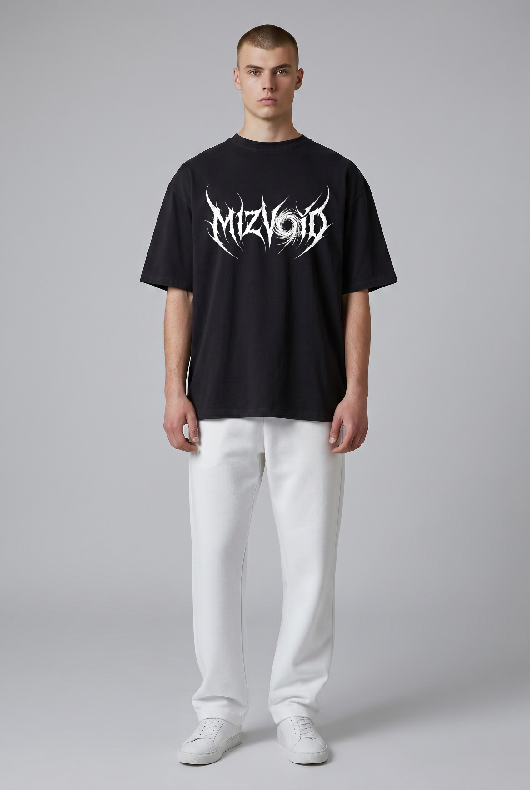 MIZVOID Tribal Graphic Tee | Unisex Drop Shoulder Black