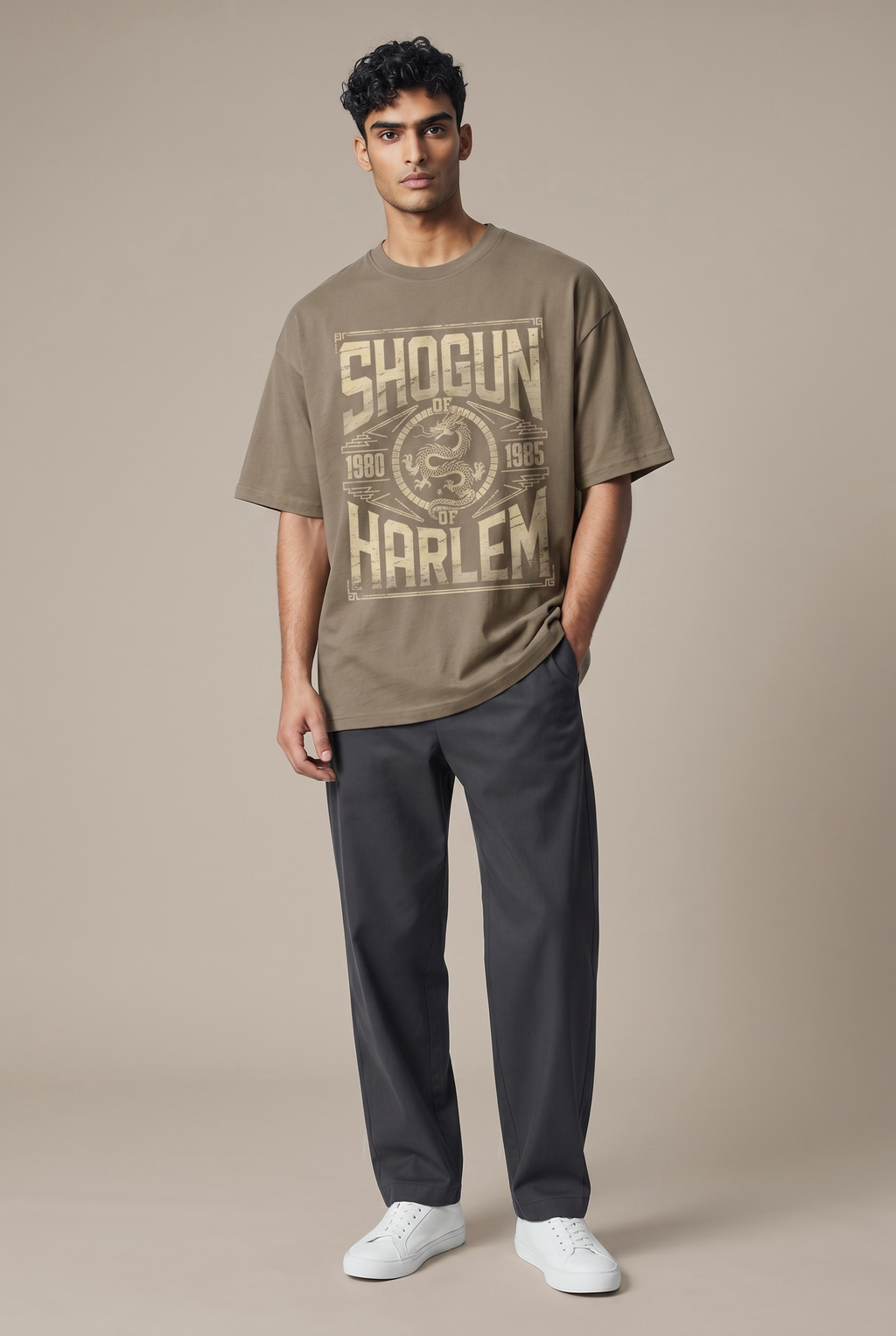Shogun of Harlem Heavyweight Drop Shoulder T-Shirt – Vintage Taupe