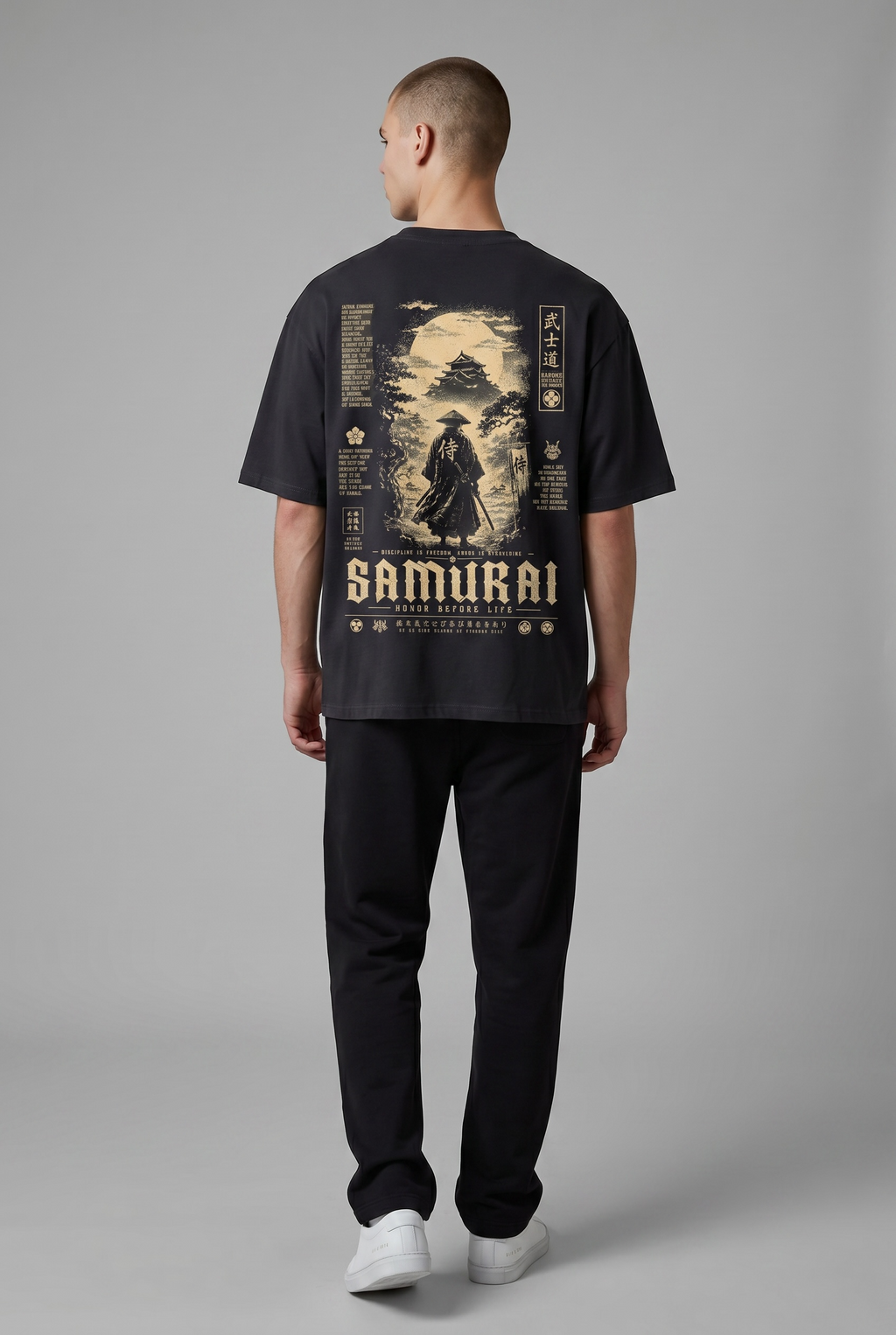 [LIMITED DROP] Heavyweight Boxy Fit T-Shirt | "Honor Before Life" Samurai Graphic Oversized Tee