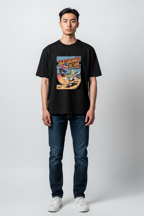 "SKATE LEGEND" Red Distorted Graphic Tee – Heavyweight Urban Fit