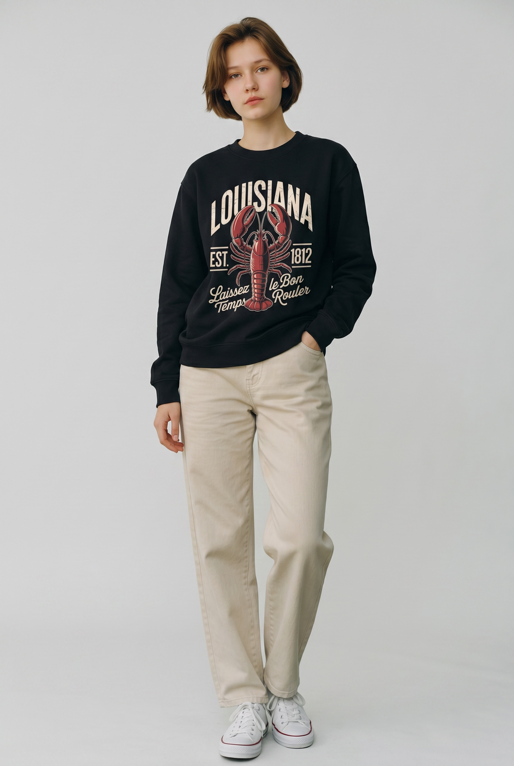Vintage Louisiana Lobster Graphic Sweatshirt - Premium 350 GSM Heavyweight Cotton