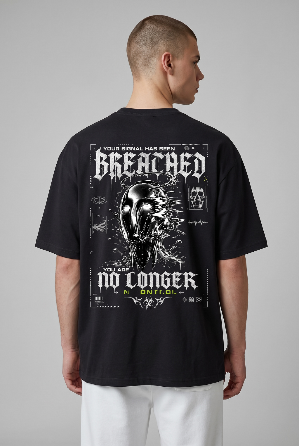 [LIMITED DROP] Luxury Heavyweight Drop-Shoulder Tee | "Breached" Y2K Cyberpunk Boxy T-Shirt