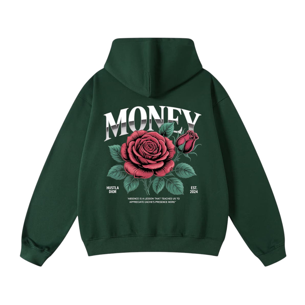 Money Matters Oversized Heavyweight Hoodie – Forest Green | 450 GSM
