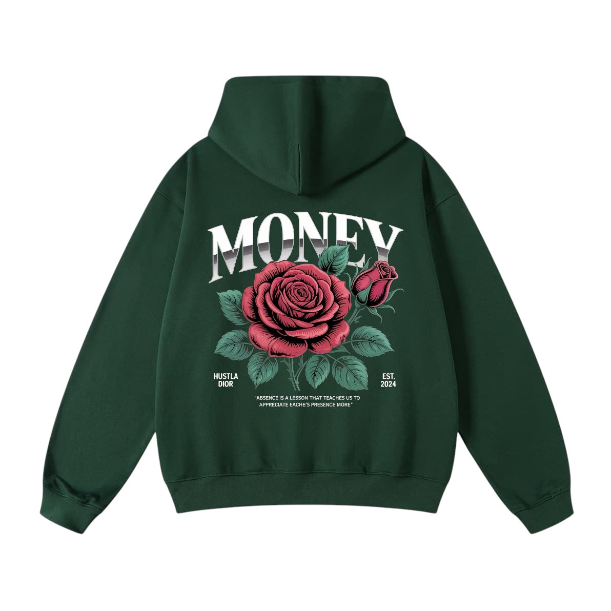 Money Matters Oversized Heavyweight Hoodie – Forest Green | 450 GSM