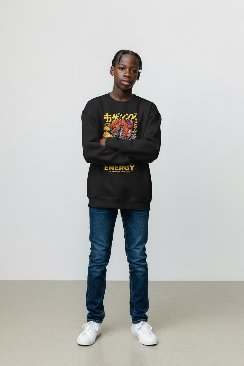 Heavyweight Premium Fleece Sweatshirt – Japanese Dragon “Energy” Luxury Edition