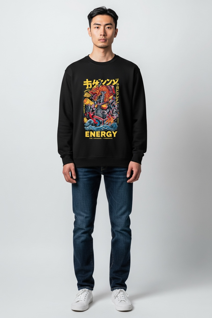 Heavyweight Premium Fleece Sweatshirt – Japanese Dragon “Energy” Luxury Edition