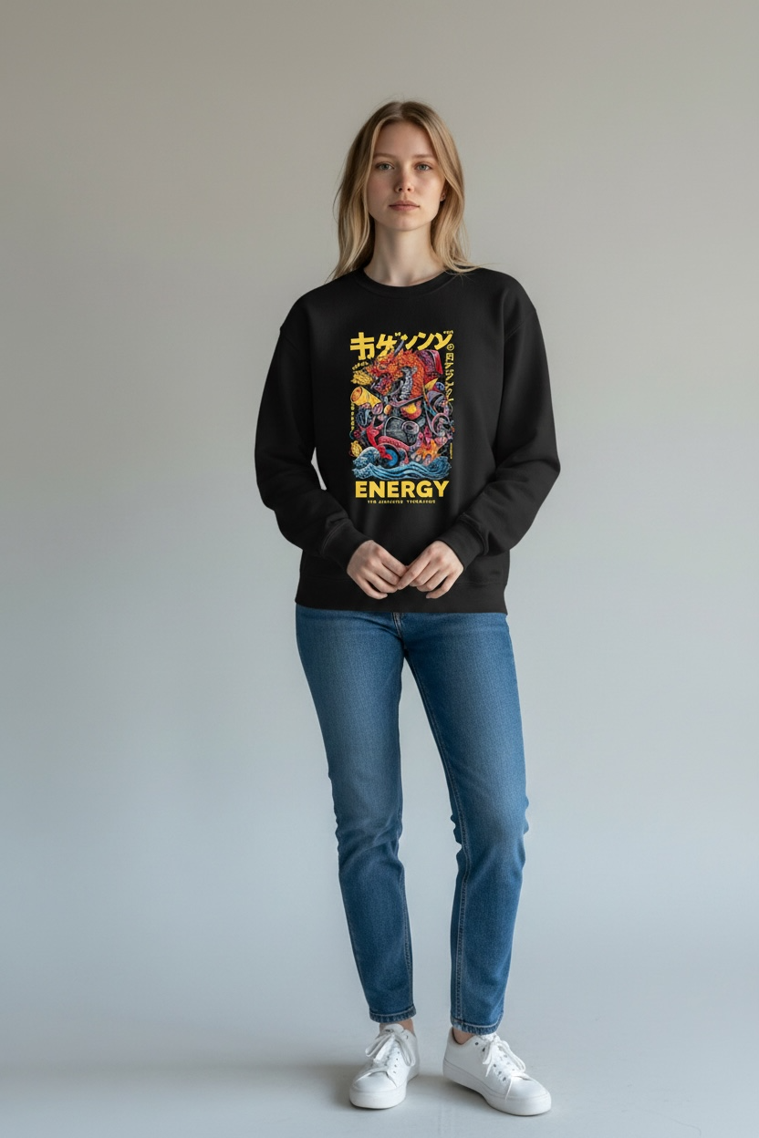 Heavyweight Premium Fleece Sweatshirt – Japanese Dragon “Energy” Luxury Edition